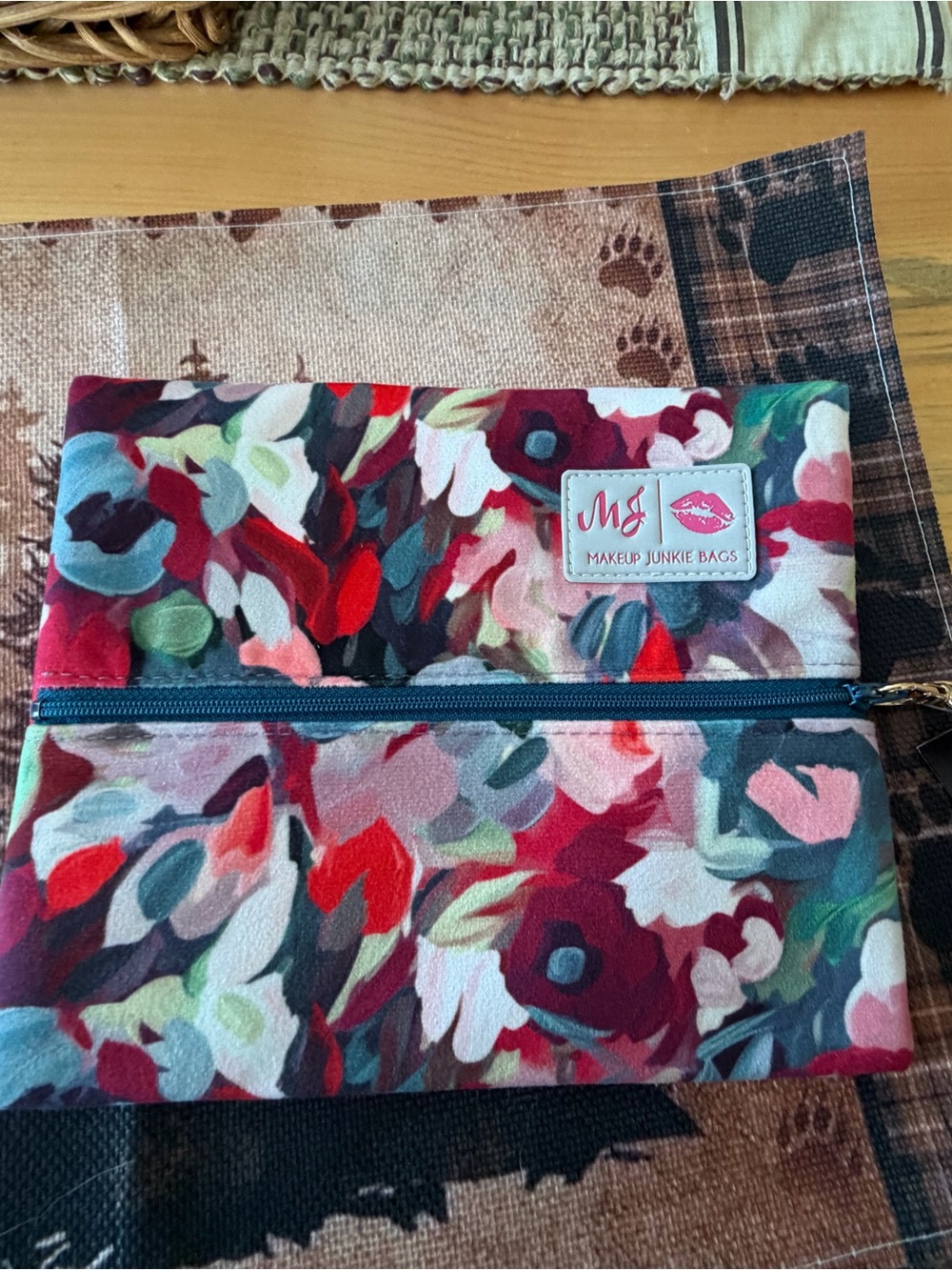 Makeup Junkie Bags Floral Zip Cosmetic Pouch in Multi-Color